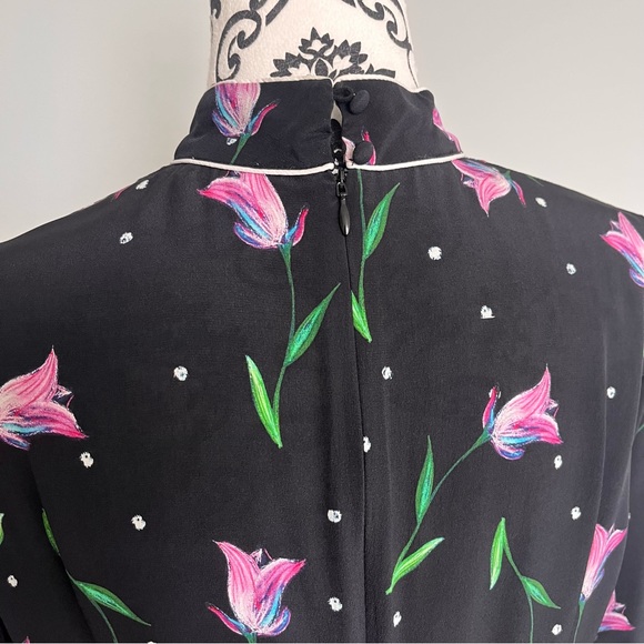 RIXO London Gabrielle Dress, Ruffled Floral Print Silk Maxi Dress Size XL - Picture 8 of 16